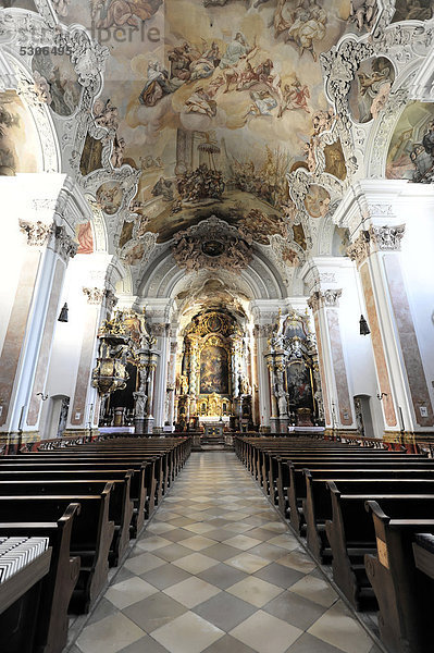 Innenansicht  Klosterkirche St. Michael  Metten  Bayern  Deutschland  Europa