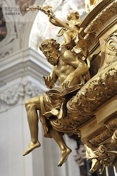 Skulptur  Kanzel von L. Mattielli und A. Beduzzi  1726  Dom St. Stephan  Passau  Bayern  Deutschland  Europa