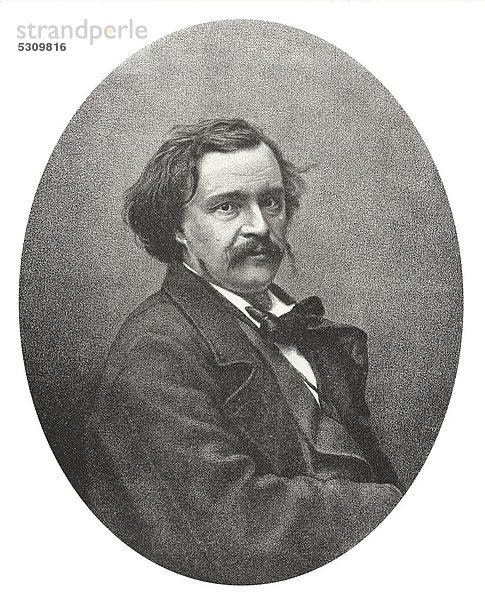 Historische Lithografie aus dem 19. Jahrhundert  Portrait von Nadar oder Gaspard-FÈlix Tournachon  1820 - 1910  französischer Fotograf  Schriftsteller und Zeichner