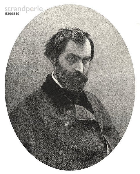 Historische Lithografie aus dem 19. Jahrhundert  Portrait von Pierre ClÈment EugËne Pelletan  1813 - 1884  französischer Schriftsteller  Journalist und Politiker