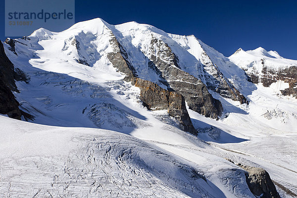Piz Palü  links die Bellavista  vorne der Persgletscher  Graubünden  Schweiz  Europa