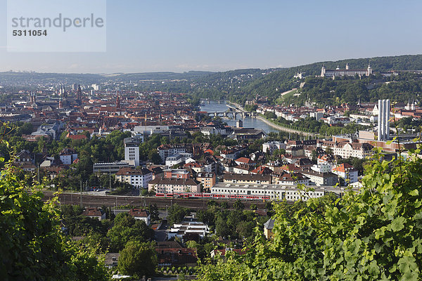 Blick vom Steinberg über Altstadt und Main  Würzburg  Unterfranken  Franken  Bayern  Deutschland  Europa  ÖffentlicherGrund