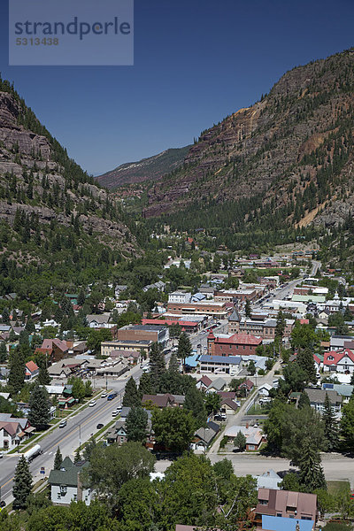 Ouray  die ehemalige Bergbaustadt lebt heute vom Tourismus  San-Juan-Gebirge  Ouray  Colorado  USA