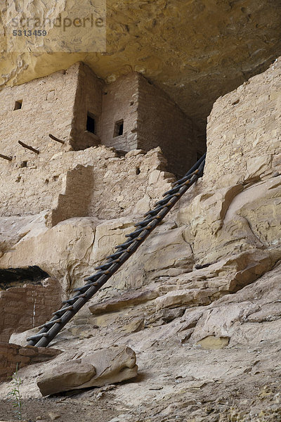 Das Long House  Felsbehausung  Wohnstätten von Vorfahren der Pueblo-Indianer  fast tausend Jahre alt  im Mesa-Verde-Nationalpark  Cortez  Colorado  USA
