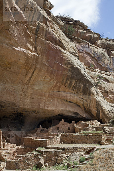 Das Long House  Felsbehausung  Wohnstätten von Vorfahren der Pueblo-Indianer  fast tausend Jahre alt  im Mesa-Verde-Nationalpark  Cortez  Colorado  USA