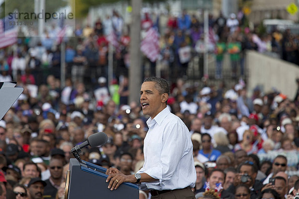 Präsident Barack Obama bei Rede auf einer Labor-Day Veranstaltung in Detroit  Michigan  USA