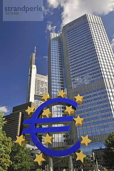 Eurozeichen  Währungssymbol  Europäische Zentralbank  EZB  Frankfurt am Main  Hessen  Deutschland  Europa  ÖffentlicherGrund