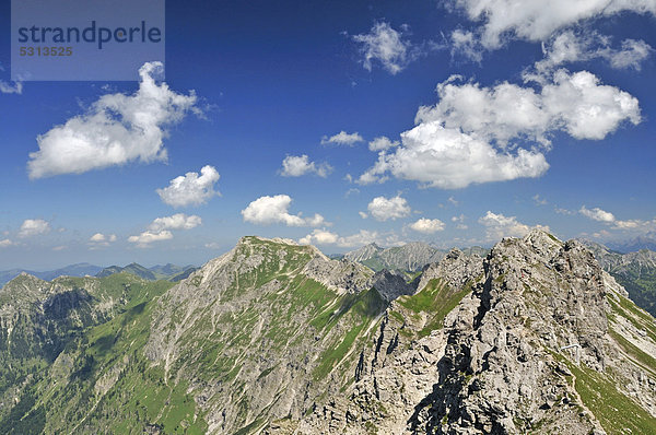 Hindelanger Klettersteig vom Nebelhorn 2224m  zum Großen Daumen 2280m  Allgäuer Alpen  Allgäu  Bayern  Deutschland  Europa  ÖffentlicherGrund