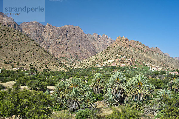 Berg Tradition Landschaft Gebäude Hügel Dorf typisch Afrika Berber