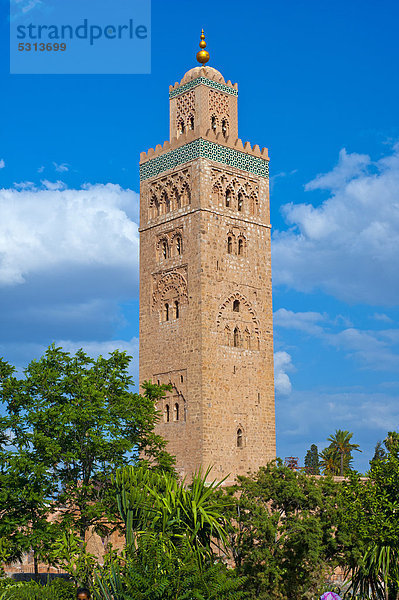 Minarett der Koutoubia Moschee  Marrakesch  Marokko  Afrika