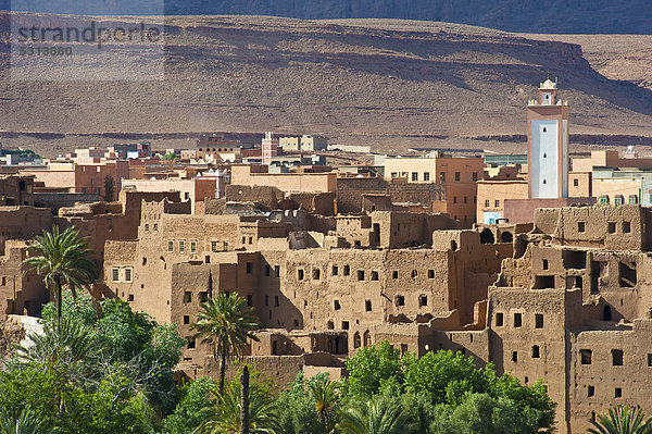 Palast Schloß Schlösser Gebäude Nachbarschaft Afrika Berber Minarett modern Marokko Moschee Volksstamm Stamm