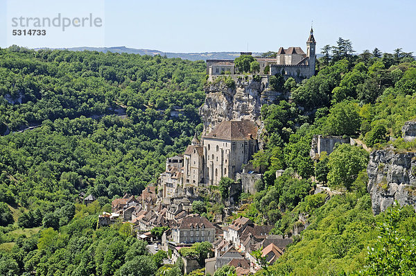 Basilika Saint-Sauveur  französischer Jakobsweg  UNESCO Weltkulturerbe  Wallfahrtsort Rocamadour  Departement Lot  Midi-Pyrenees  Frankreich  Europa