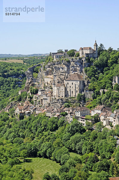 Basilika Saint-Sauveur  französischer Jakobsweg  UNESCO Weltkulturerbe  Wallfahrtsort Rocamadour  Departement Lot  Midi-Pyrenees  Frankreich  Europa