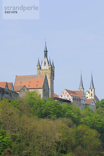 Stadtansicht von Bad Wimpfen am Neckar  Blauer Turm  Stiftskirche St. Peter  Baden-Württemberg  Deutschland  Europa