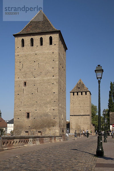 Die gedeckten Brücken  Mauer-Brücke  Altstadt  Unesco Weltkulturerbe  Straßburg  Frankreich  Europa