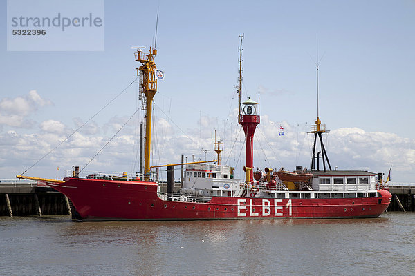 Feuerschiff Elbe 1  Hafen  Cuxhaven  Niedersachsen  Nordsee  Deutschland  Europa  ÖffentlicherGrund