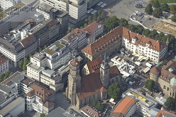 Luftbild  Innenstadt  Stiftskirche  Schillerplatz  Stuttgart  Baden-Württemberg  Deutschland  Europa