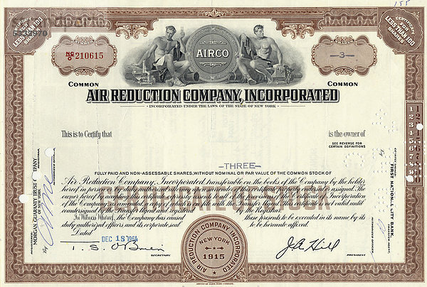 Historische Aktie  Air Reduction Company  1964  New York  USA
