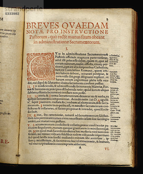 Kurzanleitung für die Anwendung der Sakramente  historisches Kirchenbuch in lateinischer Sprache aus   1637