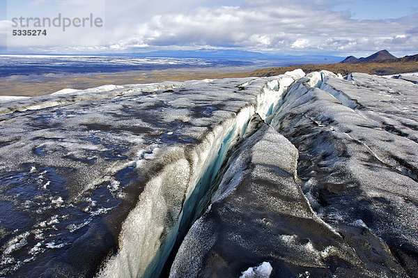 Gletscherspalten auf dem Gletscher Vatnajökull  Island  Europa