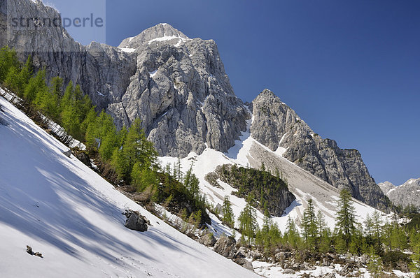 Gebirgslandschaft nahe dem Vrsic Pass  Triglav Nationalpark  Slowenien  Europa