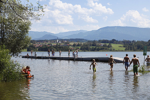 Simssee bei Stephanskirchen  hinten Neukirchen  Chiemgau  Oberbayern  Bayern  Deutschland  Europa  ÖffentlicherGrund