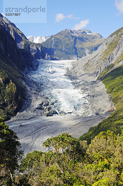 Fox-Gletscher  Te Moeka o Tuawe  im Westland-Nationalpark  Südinsel von Neuseeland
