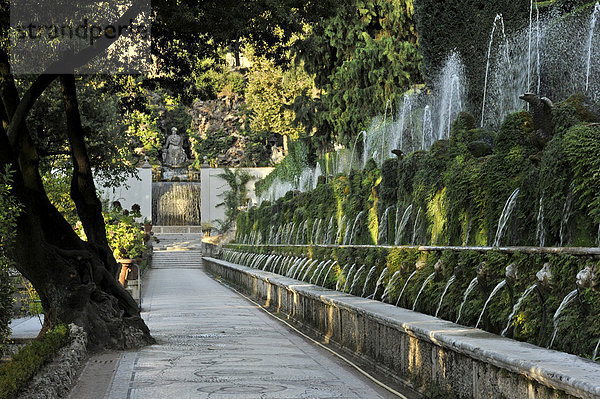 Allee der hundert Brunnen oder Viale delle Cento Fontane  Garten der Villa d'Este  UNESCO Weltkulturerbe  Tivoli  Latium  Italien  Europa