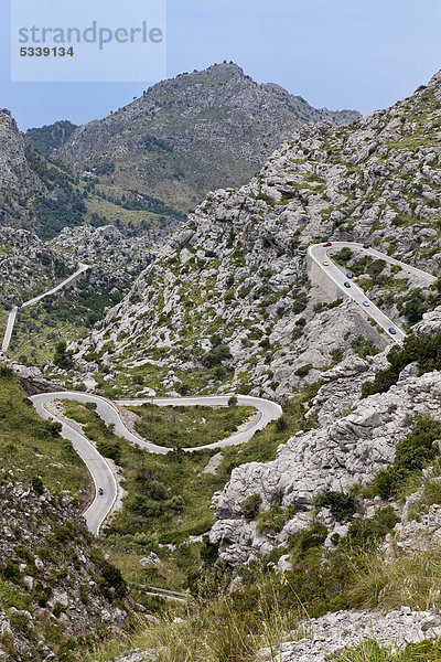 Straße nach Sa Calobra  Insel Mallorca  Balearen  Spanien  Europa
