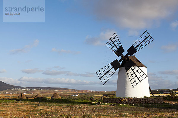 Typische Windmühle auf Fuerteventura  Kanaren  Spanien  Europa
