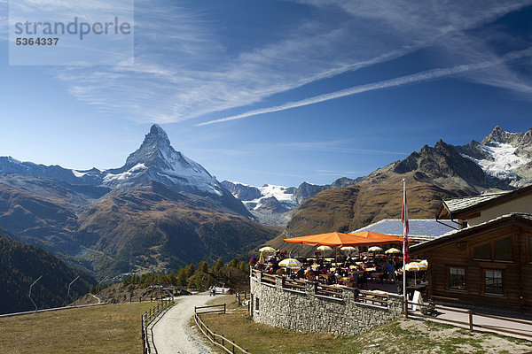Europa Berg Matterhorn Hotel Ansicht Schweiz Zermatt Kanton Wallis