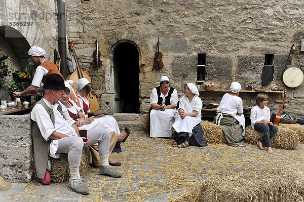 Mittelalterliche Musikanten  Reichsstadt-Festtage Rothenburg 2011  historisches Rothenburg ob der Tauber  Bayern  Deutschland  Europa