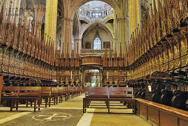 Innenaufnahme  La Catedral de la Santa Creu i Santa Eul‡lia  Gotisches Viertel  Barri GÚtic  Barcelona  Katalonien  Spanien  Europa