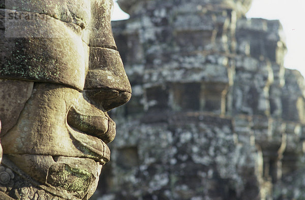 Steinernes Gesicht  Bayon Tempel  Siem Reap  Kambodscha  Südostasien