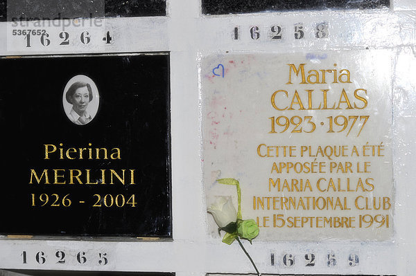 Urnenegrab von Maria Callas und Pierina Merlini  Urnengräber  Friedhof CimetiËre du PËre Lachaise  Paris  Frankreich  Europa  ÖffentlicherGrund