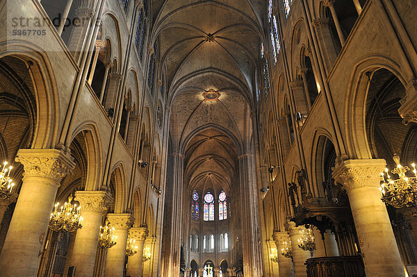 Innenansicht  Deckenkonstruktion  Kathedrale Notre-Dame de Paris  Ile de la CitÈ  Paris  Frankreich  Europa
