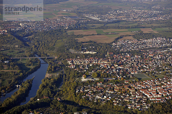 Luftbild Marbach am Neckar  Flussschleife  Baden-Württemberg  Deutschland  Europa
