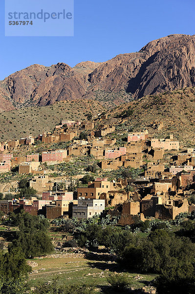 Nordafrika Tal Dorf Afrika Marokko
