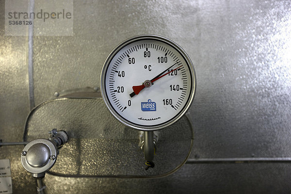 Kraftwerk Wohnhaus Wärme Wasserdampf Thermometer Kessel