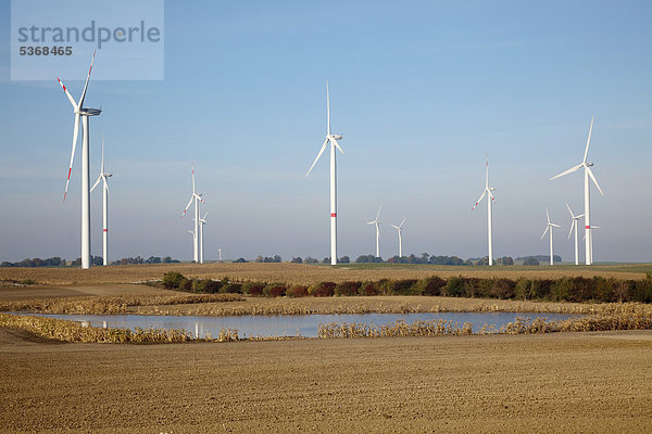 Windturbine Windrad Windräder nahe Europa Brandenburg Deutschland