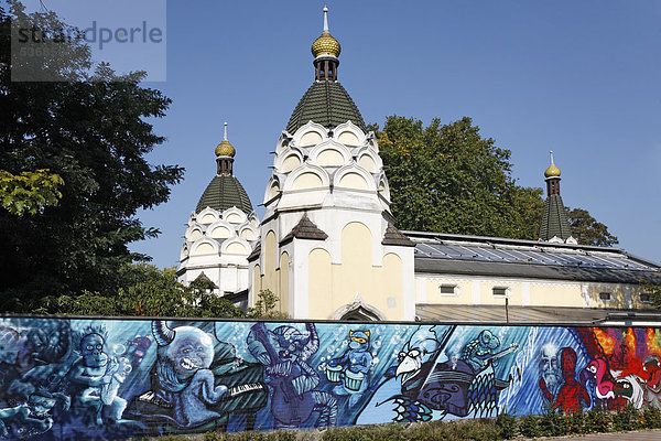 Mauer des Kölner Zoos  von Graffiti-Künstlern mit Tieren bemalt  Köln  Nordrhein-Westfalen  Deutschland  Europa