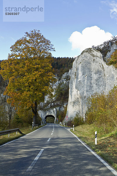 Felstunnel der Donautalstraße bei Thiergarten  Naturpark Obere Donau  Landkreis Sigmaringen  Baden-Württemberg  Deutschland  Europa