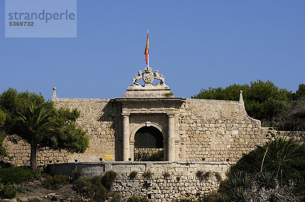 Eingang Lazarettinsel  Illa del Llatzeret  MaÛ  MahÛn  Menorca  Balearen  Spanien  Europa