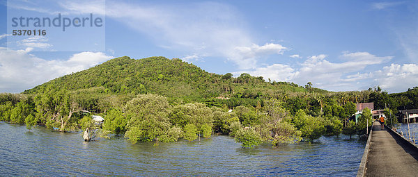 Mangrovenwälder am Pier des Fischerdorfes Ban Tha Tondo  Insel Ko Yao Noi  Phang Nga  Thailand  Südostasien  Asien