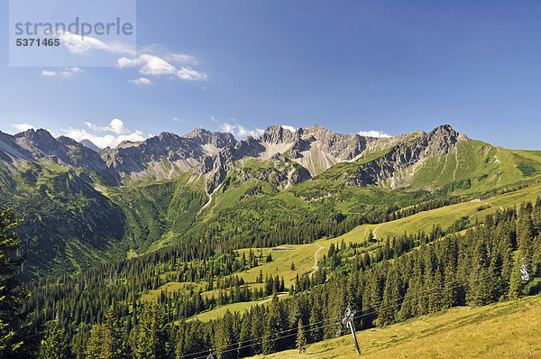 Schafalpenkopf  Hammerspitze und Kanzelwand  Allgäuer Alpen  Bayern  Deutschland  Europa  ÖffentlicherGrund