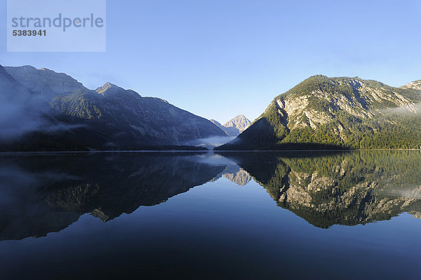 Plansee  Ammergauer Alpen  Ammergebirge  hinten Berg Thaneller in Lechtaler Alpen  Tirol  Österreich  Europa  ÖffentlicherGrund