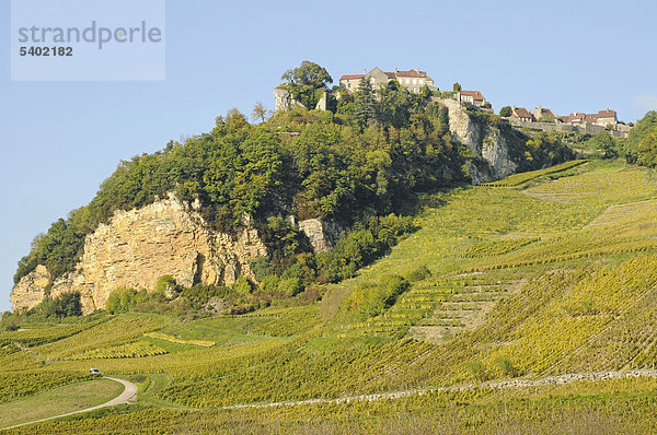 Weinberge  Weinanbaugebiet  Dorf  Gemeinde  Chateau-Chalon  Departement Jura  Franche-Comte  Frankreich  Europa  ÖffentlicherGrund
