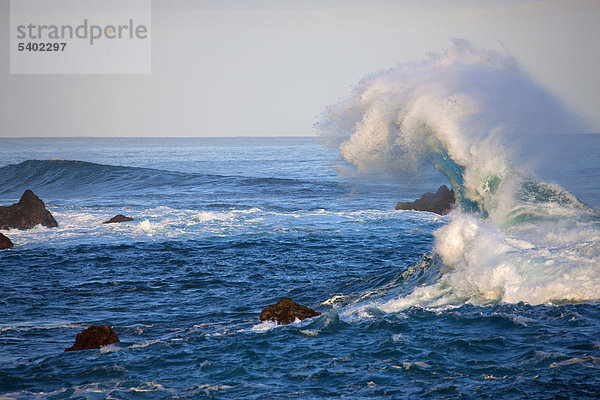 Porto Moniz  Portugal  Europa  Madeira  Küste  Meer  Atlantik  Wasser  Wellen  Schaum  Element  natürliche Kraft  Energie