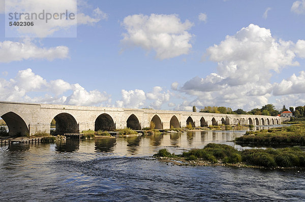 Brücke über den Fluss Loire  Beaugency  Dorf  Gemeinde  Orleans  Departement Loiret  Centre  Frankreich  Europa  ÖffentlicherGrund