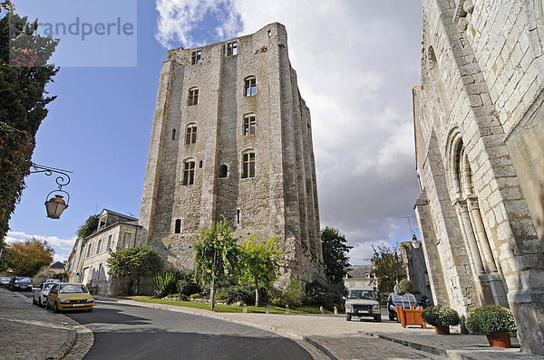 Donjon  Burgturm  Burg  Beaugency  Dorf  Gemeinde  Orleans  Departement Loiret  Centre  Frankreich  Europa  ÖffentlicherGrund